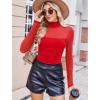 imageAvidlove Women Long Sleeve Bodysuit Turtle Neck Shapewear Body Suits Mesh One Piece Leotard Shirt Going Out Tops Fall OutfitsRed
