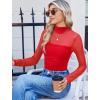 imageAvidlove Women Long Sleeve Bodysuit Turtle Neck Shapewear Body Suits Mesh One Piece Leotard Shirt Going Out Tops Fall OutfitsRed