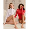 imageAvidlove Women Long Sleeve Bodysuit Turtle Neck Shapewear Body Suits Mesh One Piece Leotard Shirt Going Out Tops Fall OutfitsRed