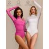 imageAvidlove Women Long Sleeve Bodysuit Turtle Neck Shapewear Body Suits Mesh One Piece Leotard Shirt Going Out Tops Fall OutfitsRose Red