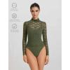 imageAvidlove Womens Long Sleeve Bodysuit Lace Tops Turtle Neck Shapewear Body Suits Going Out Top Fall Outfits Two Piece SetArmy Green