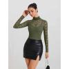imageAvidlove Womens Long Sleeve Bodysuit Lace Tops Turtle Neck Shapewear Body Suits Going Out Top Fall Outfits Two Piece SetArmy Green