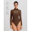 imageAvidlove Womens Long Sleeve Bodysuit Lace Tops Turtle Neck Shapewear Body Suits Going Out Top Fall Outfits Two Piece SetBrown