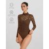imageAvidlove Womens Long Sleeve Bodysuit Lace Tops Turtle Neck Shapewear Body Suits Going Out Top Fall Outfits Two Piece SetBrown