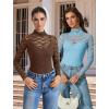 imageAvidlove Womens Long Sleeve Bodysuit Lace Tops Turtle Neck Shapewear Body Suits Going Out Top Fall Outfits Two Piece SetBrown