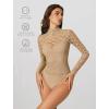 imageAvidlove Womens Long Sleeve Bodysuit Lace Tops Turtle Neck Shapewear Body Suits Going Out Top Fall Outfits Two Piece SetChampagne