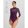imageAvidlove Womens Long Sleeve Bodysuit Lace Tops Turtle Neck Shapewear Body Suits Going Out Top Fall Outfits Two Piece SetDark Purple