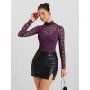imageAvidlove Womens Long Sleeve Bodysuit Lace Tops Turtle Neck Shapewear Body Suits Going Out Top Fall Outfits Two Piece SetDark Purple