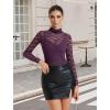 imageAvidlove Womens Long Sleeve Bodysuit Lace Tops Turtle Neck Shapewear Body Suits Going Out Top Fall Outfits Two Piece SetDark Purple