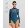 imageAvidlove Womens Long Sleeve Bodysuit Lace Tops Turtle Neck Shapewear Body Suits Going Out Top Fall Outfits Two Piece SetDeep Blue