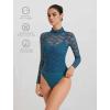 imageAvidlove Womens Long Sleeve Bodysuit Lace Tops Turtle Neck Shapewear Body Suits Going Out Top Fall Outfits Two Piece SetDeep Blue
