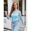 imageAvidlove Womens Long Sleeve Bodysuit Lace Tops Turtle Neck Shapewear Body Suits Going Out Top Fall Outfits Two Piece SetLight Blue