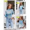 imageAvidlove Womens Long Sleeve Bodysuit Lace Tops Turtle Neck Shapewear Body Suits Going Out Top Fall Outfits Two Piece SetLight Blue
