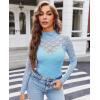 imageAvidlove Womens Long Sleeve Bodysuit Lace Tops Turtle Neck Shapewear Body Suits Going Out Top Fall Outfits Two Piece SetLight Blue