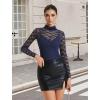 imageAvidlove Womens Long Sleeve Bodysuit Lace Tops Turtle Neck Shapewear Body Suits Going Out Top Fall Outfits Two Piece SetNavy Blue