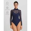 imageAvidlove Womens Long Sleeve Bodysuit Lace Tops Turtle Neck Shapewear Body Suits Going Out Top Fall Outfits Two Piece SetNavy Blue