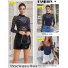 imageAvidlove Womens Long Sleeve Bodysuit Lace Tops Turtle Neck Shapewear Body Suits Going Out Top Fall Outfits Two Piece SetNavy Blue