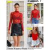 imageAvidlove Womens Long Sleeve Bodysuit Lace Tops Turtle Neck Shapewear Body Suits Going Out Top Fall Outfits Two Piece SetRed