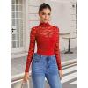 imageAvidlove Womens Long Sleeve Bodysuit Lace Tops Turtle Neck Shapewear Body Suits Going Out Top Fall Outfits Two Piece SetRed