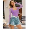 imageAvidlove Womens Long Sleeve Bodysuits Square Neck One Piece Body Suit Mesh Leotard Tops Double Lined SoftLilac