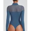 imageAvidlove Womens Long Sleeve Bodysuits Thong Turtle Neck Body Suit Mesh Going Out Leotard Tops One PieceDark Blue