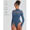 imageAvidlove Womens Long Sleeve Bodysuits Thong Turtle Neck Body Suit Mesh Going Out Leotard Tops One PieceDark Blue