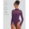 imageAvidlove Womens Long Sleeve Bodysuits Thong Turtle Neck Body Suit Mesh Going Out Leotard Tops One PieceDark Purple