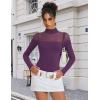imageAvidlove Womens Long Sleeve Bodysuits Thong Turtle Neck Body Suit Mesh Going Out Leotard Tops One PieceDark Purple