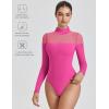 imageAvidlove Womens Long Sleeve Bodysuits Thong Turtle Neck Body Suit Mesh Going Out Leotard Tops One PiecePink
