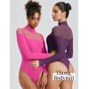 imageAvidlove Womens Long Sleeve Bodysuits Thong Turtle Neck Body Suit Mesh Going Out Leotard Tops One PiecePink