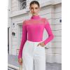 imageAvidlove Womens Long Sleeve Bodysuits Thong Turtle Neck Body Suit Mesh Going Out Leotard Tops One PiecePink