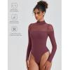 imageAvidlove Womens Long Sleeve Bodysuits Thong Turtle Neck Body Suit Mesh Going Out Leotard Tops One PiecePurple Red