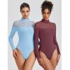 imageAvidlove Womens Long Sleeve Bodysuits Thong Turtle Neck Body Suit Mesh Going Out Leotard Tops One PiecePurple Red