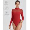 imageAvidlove Womens Long Sleeve Bodysuits Thong Turtle Neck Body Suit Mesh Going Out Leotard Tops One PieceRed