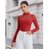 imageAvidlove Womens Long Sleeve Bodysuits Thong Turtle Neck Body Suit Mesh Going Out Leotard Tops One PieceRed