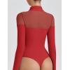 imageAvidlove Womens Long Sleeve Bodysuits Thong Turtle Neck Body Suit Mesh Going Out Leotard Tops One PieceRed
