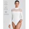 imageAvidlove Womens Long Sleeve Bodysuits Thong Turtle Neck Body Suit Mesh Going Out Leotard Tops One PieceWhite