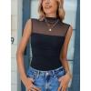 imageAvidlove Womens Mock Neck Mesh Bodysuit Ruched Tank Body Suits Top Sheer One Piece Going Out Tops Classy OutfitsBlack