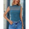 imageAvidlove Womens Mock Neck Mesh Bodysuit Ruched Tank Body Suits Top Sheer One Piece Going Out Tops Classy OutfitsBlue Green