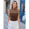 imageAvidlove Womens Mock Neck Mesh Bodysuit Ruched Tank Body Suits Top Sheer One Piece Going Out Tops Classy OutfitsBrown
