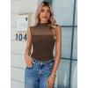 imageAvidlove Womens Mock Neck Mesh Bodysuit Ruched Tank Body Suits Top Sheer One Piece Going Out Tops Classy OutfitsBrown