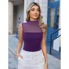 imageAvidlove Womens Mock Neck Mesh Bodysuit Ruched Tank Body Suits Top Sheer One Piece Going Out Tops Classy OutfitsDark Purple