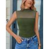 imageAvidlove Womens Mock Neck Mesh Bodysuit Ruched Tank Body Suits Top Sheer One Piece Going Out Tops Classy OutfitsOlive Green