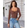 imageAvidlove Womens Sexy Sweetheart Neckline Bodysuit Tops Long Sleeve Double Lined Thong Body Suits Ruched OutfitsBrown