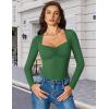 imageAvidlove Womens Sexy Sweetheart Neckline Bodysuit Tops Long Sleeve Double Lined Thong Body Suits Ruched OutfitsGreen