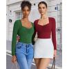 imageAvidlove Womens Sexy Sweetheart Neckline Bodysuit Tops Long Sleeve Double Lined Thong Body Suits Ruched OutfitsGreen