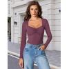 imageAvidlove Womens Sexy Sweetheart Neckline Bodysuit Tops Long Sleeve Double Lined Thong Body Suits Ruched OutfitsPurple