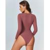 imageAvidlove Womens Sexy Sweetheart Neckline Bodysuit Tops Long Sleeve Double Lined Thong Body Suits Ruched OutfitsPurple Red