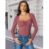 imageAvidlove Womens Sexy Sweetheart Neckline Bodysuit Tops Long Sleeve Double Lined Thong Body Suits Ruched OutfitsPurple Red