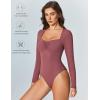imageAvidlove Womens Sexy Sweetheart Neckline Bodysuit Tops Long Sleeve Double Lined Thong Body Suits Ruched OutfitsPurple Red